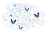 Blue Butterfly with Trails Prints by Avalisa