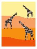Orange Giraffe Family Print by Avalisa 