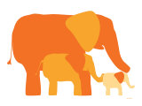 Orange Elephants Prints by Avalisa 