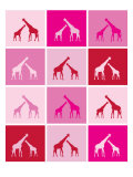 Pink Giraffe Squares Poster by Avalisa 