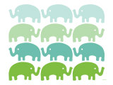 Green Elephant Family Poster par Avalisa 
