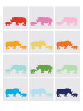Rainbow Grey Rhinos Poster von Avalisa 