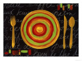 Striped Plate- Yellow Reproduction procédé giclée par Susan Gillette