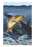 Eugene, Oregon, Trout Fishing Scene Posters