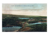 Brandon, Vermont, Aerial View of Chained Lakes from 10 Mile Road Poster