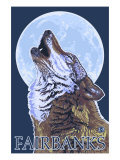 Fairbanks, Alaska, Howling Wolf Scene Posters