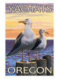 Yachats, Oregon, Sea Gulls Scene Print