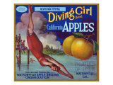 Diving Girl Brand Apple Label, Watsonville, California Print