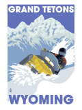 Grand Tetons, Wyoming, Snowmobile Scene Prints