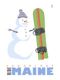 Sugarloaf, Maine, Snowman with Snowboard Posters