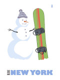 New York, Snowman with Snowboard Photo