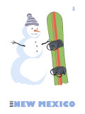 New Mexico, Snowman with Snowboard Prints