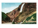 Ogden Canyon, Utah, View of Waterfalls over a Railroad Bridge Prints