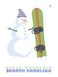 Beech Mountain, North Carolina, Snowman with Snowboard Print