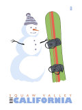Squaw Valley, California, Snowman with Snowboard Posters