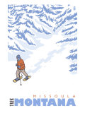 Stylized Snowshoer, Missoula, Montana Posters