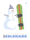 Telluride, Colorado, Snowman with Snowboard Posters