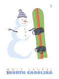 Wolf Laurel, North Carolina, Snowman with Snowboard Posters