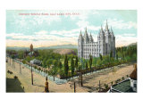 Salt Lake City, Utah, General View of Mormon Temple Park with the Temple Poster