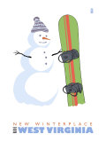 New Winterplace, West Virginia, Snowman with Snowboard Posters