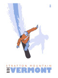 Stratton Mountain, Vermont, Stylized Snowboarder Posters