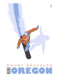 Mount Bachelor, Oregon, Stylized Snowboarder Póster Mount Bachelor, Oregon, Stylized Snowboarder Póster