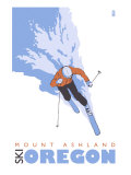 Mount Ashland, Oregon, Stylized Skier Poster