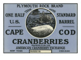 Cape Cod, Massachusetts, Plymouth Rock Brand Cranberry Label Posters