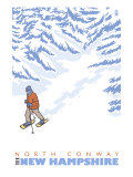 Stylized Snowshoer, North Conway, New Hampshire Posters