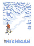 Stylized Snowshoer, Grayling, Michigan Prints
