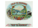 Trip to Norway Brand Cigar Box Label, Nautical Prints