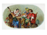 Festive Men Drinking and Smoking Scene Cigar Box Label Prints