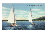 Lake Coeur d'Alene, Idaho, View of Two Sailboats Poster