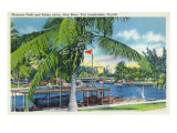 Ft. Lauderdale, Florida, New River View of Boats and Palms Print