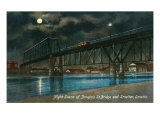 Omaha, Nebraska, View of the Douglas Street Bridge and Smelter at Night Pósters