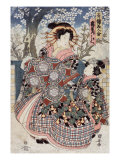 The Courtesan Kashiku of the House of Tsuru, Japanese Wood-Cut Print Photographie