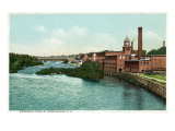 Manchester, New Hampshire, Merrimack River View of Factories Prints