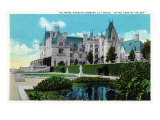 Asheville, North Carolina, Exterior View of the Biltmore Mansion with Lily Pools Poster