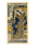 Geisha Playing a Zither, Japanese Wood-Cut Print Posters