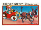 Couple in Car Being Towed by a Mule, Arrived Safely Foto Couple in Car Being Towed by a Mule, Arrived Safely Foto