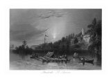 Brockville, Ontario, Canada, View of a Log Raft on the St. Lawrence River Lámina