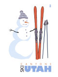 Canyons, Utah, Snowman with Skis Posters
