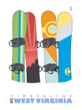 Timberline, West Virginia, Snowboards in the Snow Posters