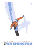Mount Spokane, Washington, Stylized Snowboarder Pósters Mount Spokane, Washington, Stylized Snowboarder Pósters