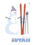 Alta, Utah, Snowman with Skis Prints