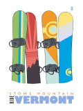 Stowe Mountain, Vermont, Snowboards in the Snow Prints
