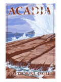 Acadia National Park, Maine, Waves and Boat Posters