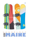 Sugarloaf, Maine, Snowboards in the Snow Affiches