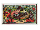 Firemen Brand Cigar Box Label, Firemen with Hoses Photo