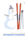 Blue Knob, Pennsylvania, Snowman with Skis Print